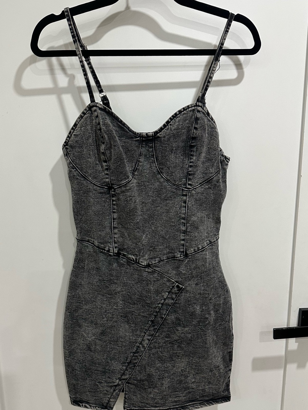SHEIN Charcoal Grey Washed Denim Mini Dress L